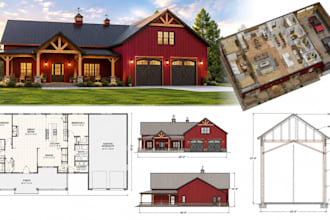 draw barndominium plans, pole barns, house plan drawing and metal building plans