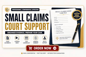 prepare small claims court documents, evidence and case chronology