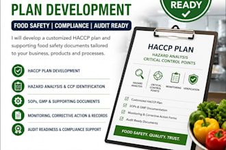 develop haccp plans food safety documentation sop gmp and audit support