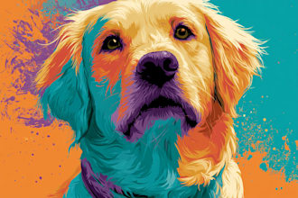 draw your cat dog or your pet into vector pop art portrait