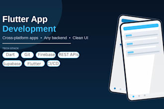 develop a flutter app with backend and clean ui
