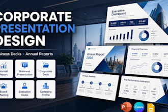 design corporate business presentation deck and company annual report slides