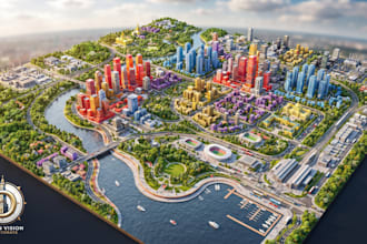 create urban planning map, zoning map and master plan illustration