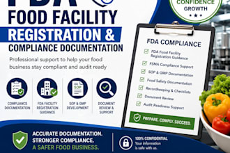 assist with fda food facility registration and compliance documentation