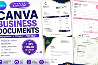 design editable canva invoice, letterhead, order form, checklist, canva redesign