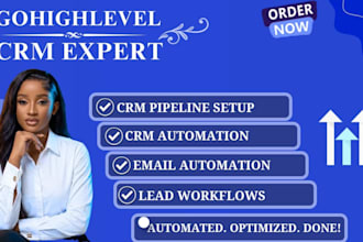 setup gohighlevel CRM,ghl pipeline,ghl email automation and lead workflows