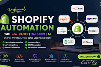 build shopify n8n automation, zapier workflow and ai automation