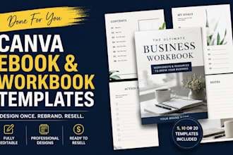 design canva ebook template workbook template for freelancers, coaches in bulk