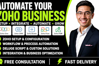 setup zoho one zoho crm zoho books zoho flow zoho fsm deluge workflow automation