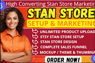 setup stan store, esty seo listing, payhip, gumroad, beacons ai, tiktok shop