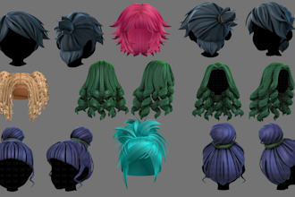 design custom vroid 3d hair, for roblox anime, and realistic avatars