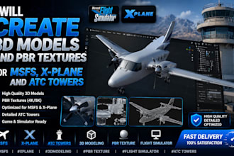 create 3d models and pbr textures for msfs xplane and atc towers