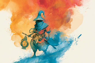 hand paint a stylised watercolor illustration