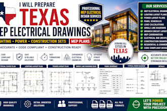 prepare texas mep electrical drawings lighting power construction sets mep plans