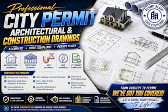 draw city permit architectural and construction drawings