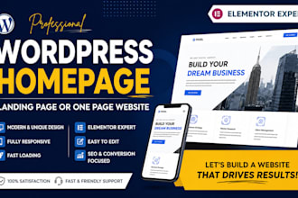 design wordpress homepage, landing page, or one page website