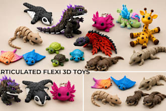 design 3d flexi animal toys, articulated models and stl files for 3d printing