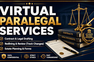 provide virtual paralegal support for legal document drafting and agreements