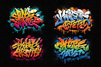custom graffiti style logo with hand lettering or typography