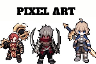 create pixel art characters sprites and pixel art animations