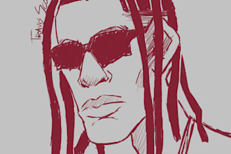 custom portraits, sketch style