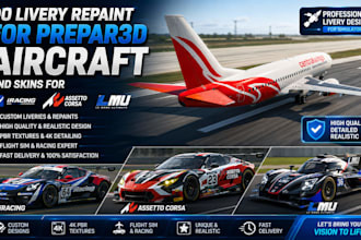 do livery repaint for prepar3d aircraft and skins for iracing assetto acc lmu