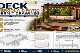 provide patio pergola and hoa compliant deck permit drawings for USA approval
