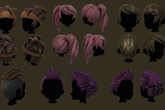 design custom roblox, and vroid 3d anime hair, for games and avatars
