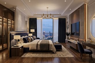 design hotel interior millwork, custom furniture and 3d rendering