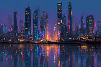 design an illustration of futuristic cyberpunk city