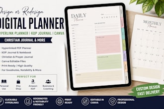 redesign design digital journal hyperlink planner kdp journal christian journal
