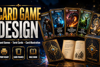 design card game, board game, tarot card, card illustration card frame rule book