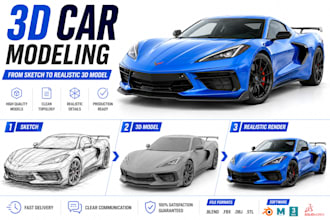 design 3d car, vehicle cad models, car parts, manufacturing and rendering