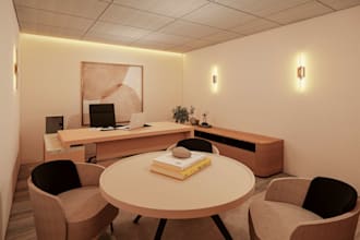 design modern office interior and 3d architectural visualisation