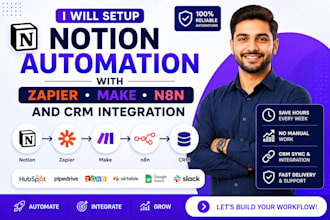 setup notion automation with zapier make n8n and crm integration