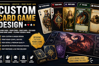 design custom playing card poker tarot card tcg boardgame playmat card game
