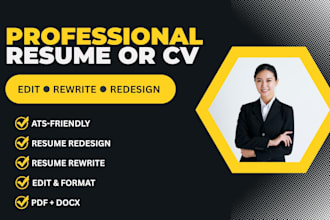 rewrite, edit and redesign your resume or cv