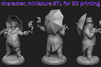 sculpt custom 3d character, figurine, action figure stl for 3d printing