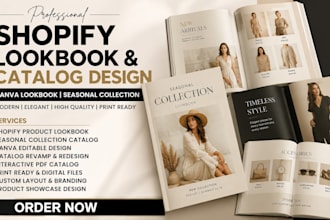 design shopify product canva lookbook revamp seasonal collection catalog design