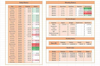 design custom excel spreadsheets, sales trackers, and budget planners