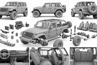 create realistic 3d car modeling and vehicle cad models for automotive design