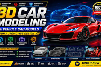 create realistic 3d car modeling and vehicle cad models for automotive design