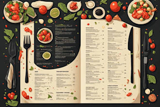 make an amazing menu card, food menu, restaurant menu design