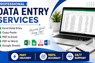 be your virtual assistant for data entry, excel, copy paste