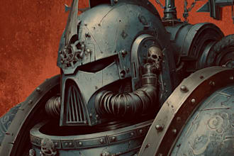 draw an epic warhammer 40k inspired grimdark character illustration