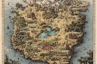 make a fantasy map design map illustration and map design