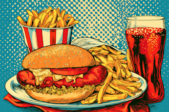 design food pop art of your food pop art illustration