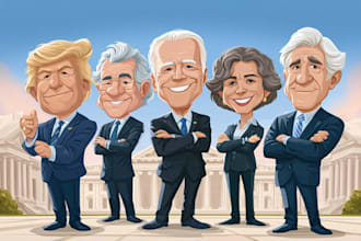 striking podcast cover art for political cartoon art