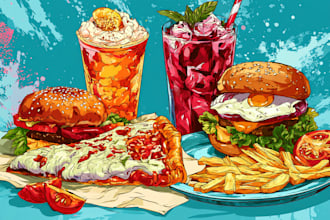 draw food pop art of your food pop art illustration