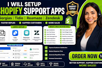 setup shopify support apps gorgias tidio reamaze zendesk